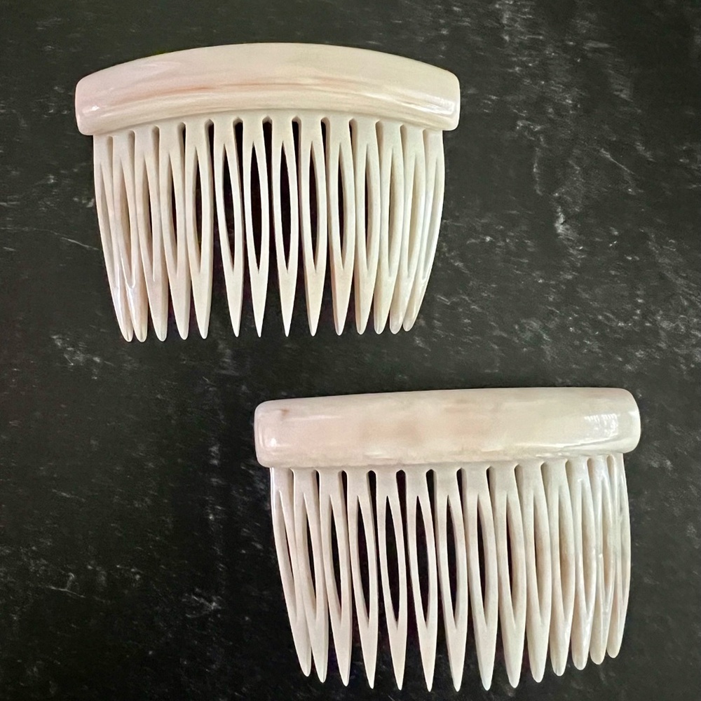 Vintage French Hair Comb Set — Stamped “France” — Set of 2